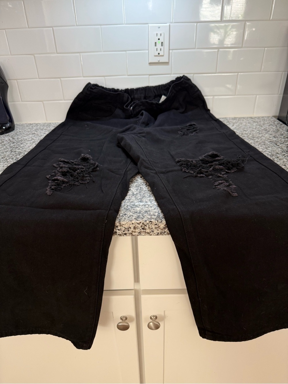 Black Distressed Sweatpants
